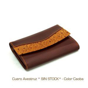 Billetera de Dama color Marrón con Cuero Avestruz RFID