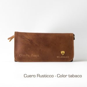 Portacosmético de Cuero Vacuno color Caramelo