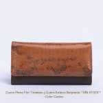 Billetera con Porta Cosmético de Cuero Exótico RFID
