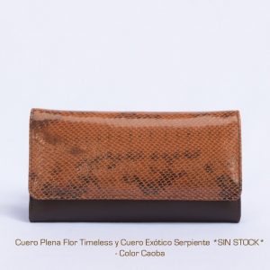 Billetera con Porta Cosmético de Cuero Exótico RFID