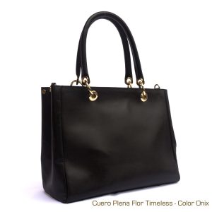 Cartera Negra de Cuero Vacuno