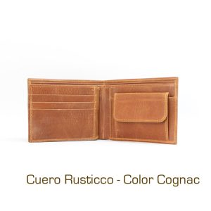 Billetera con Solapa y Monedero de Cuero