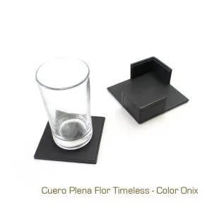 Set de Posavasos Cuadrado de Cuero Vacuno